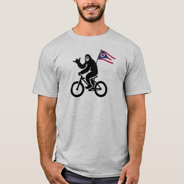 Bigfoot Cycling Ohio Flagga T Shirt (Framsida)