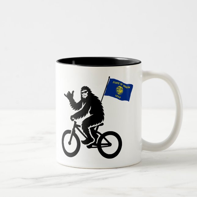 Bigfoot Cycling Oregon Flagga Två-Tonad Mugg (Höger)