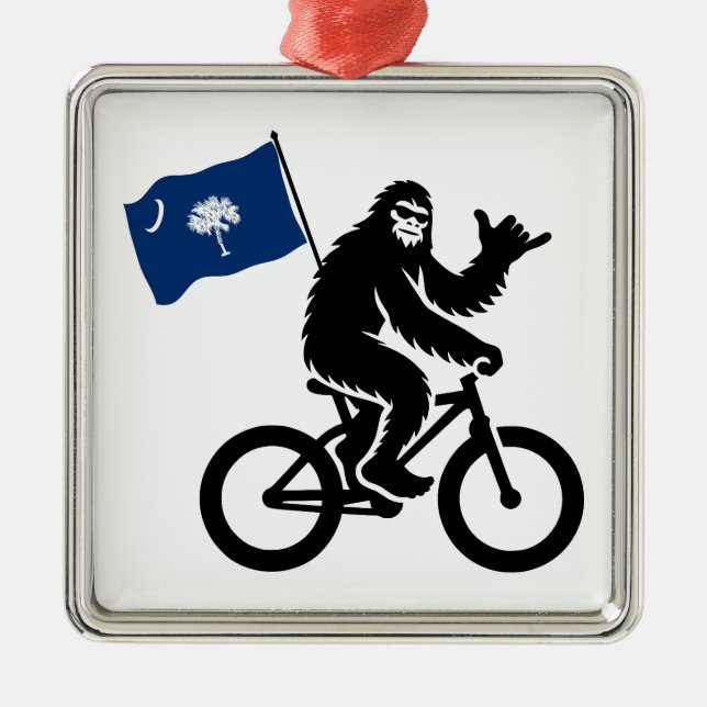 Bigfoot Cycling South Carolina Flagga Julgransprydnad Metall (Framsidan)