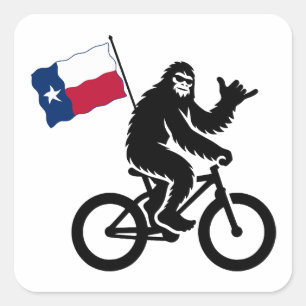 Bigfoot Cycling Texas Flagga Fyrkantigt Klistermärke