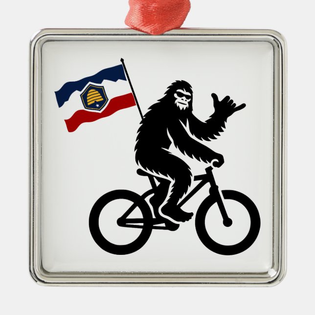 Bigfoot Cycling Utah Flagga Julgransprydnad Metall (Framsidan)