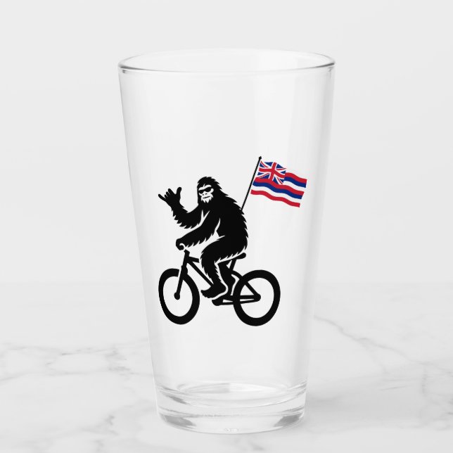 Bigfoot Cyklar Hawaii Flagga Glaskopp (Framsida)