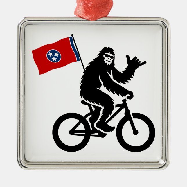 Bigfoot Cyklar Tennessee Flagga Julgransprydnad Metall (Framsidan)