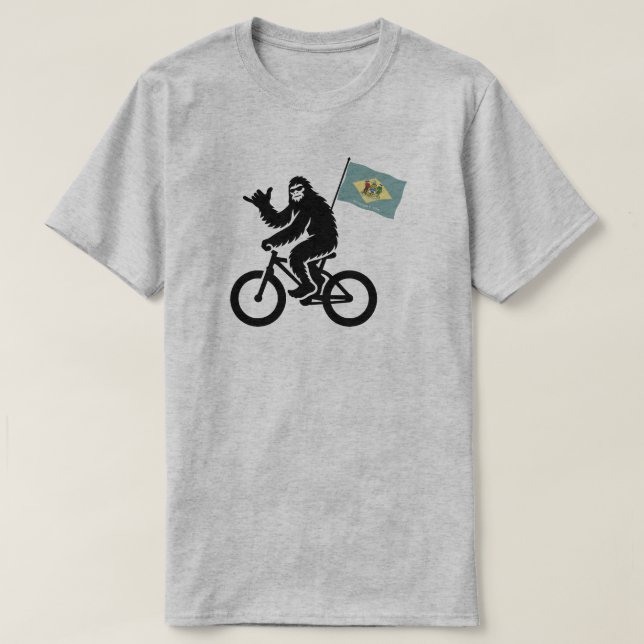 Bigfoot Cykling Delaware Flagga T Shirt (Design framsida)