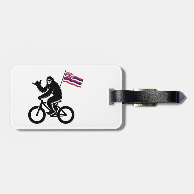 Bigfoot Cykling Hawaii Flagga Bagagebricka (Baksida Vågrät)
