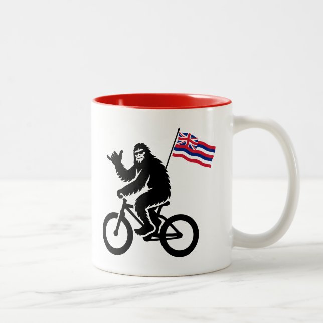 Bigfoot Cykling Hawaii Flagga Två-Tonad Mugg (Höger)