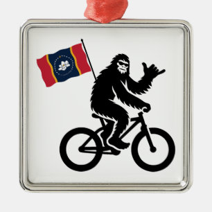 Bigfoot Cykling Mississippi Flagga Julgransprydnad Metall