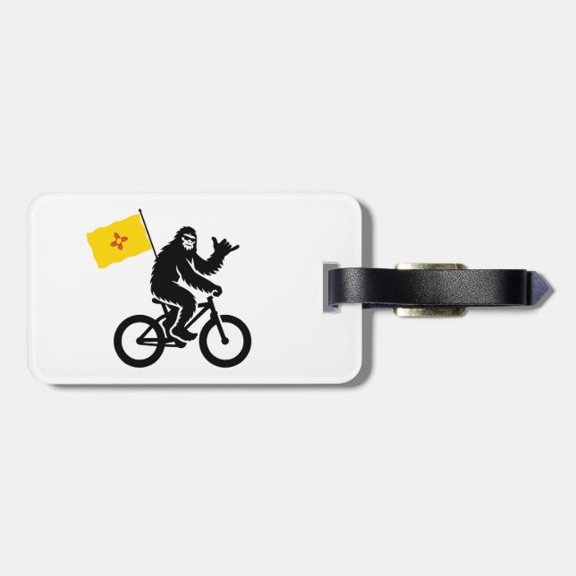 Bigfoot Cykling New Mexico Flagga Bagagebricka (Baksida Vågrät)