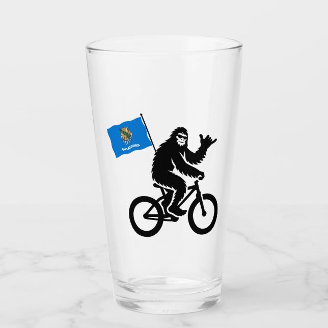 Bigfoot Cykling Oklahoma Flagga Glaskopp (Framsida)
