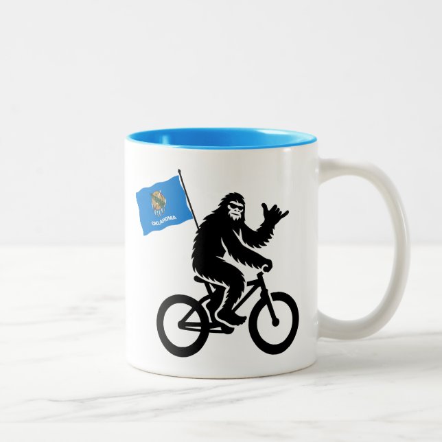Bigfoot Cykling Oklahoma Flagga Två-Tonad Mugg (Höger)