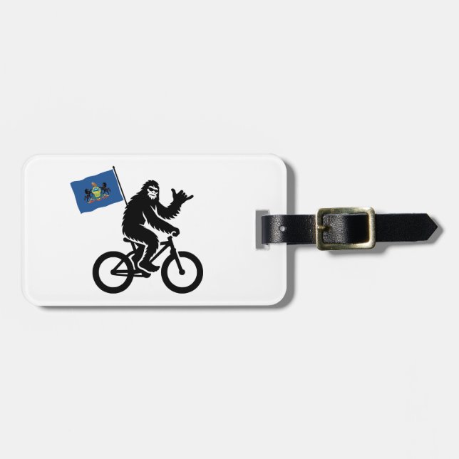 Bigfoot Cykling Pennsylvania Flagga Bagagebricka (Horisontell Framsida)