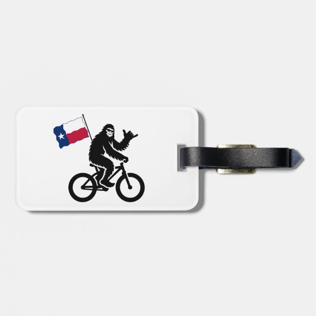 Bigfoot Cykling Texas Flagga Bagagebricka (Baksida Vågrät)
