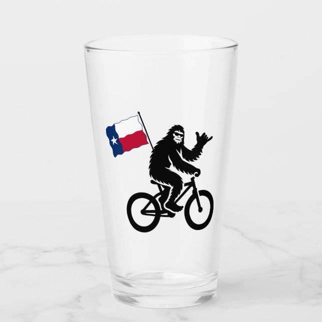 Bigfoot Cykling Texas Flagga Glaskopp (Framsida)