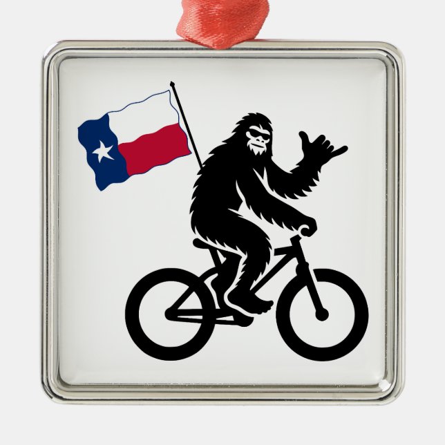Bigfoot Cykling Texas Flagga Julgransprydnad Metall (Framsidan)