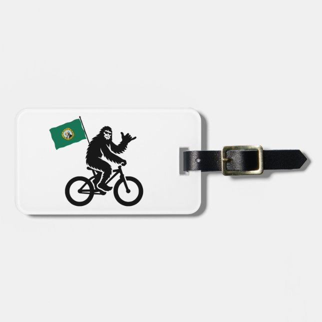 Bigfoot Cykling Washington Flagga Bagagebricka (Horisontell Framsida)