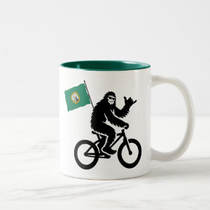 Bigfoot Cykling Washington Flagga Två-Tonad Mugg