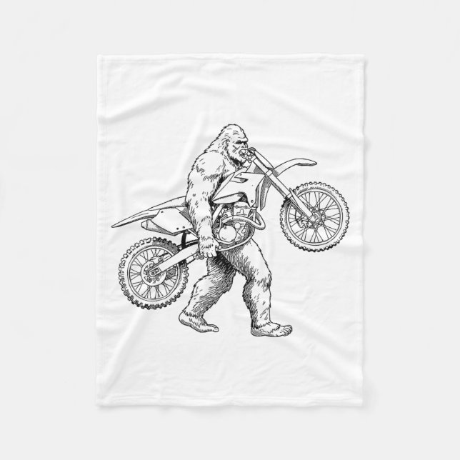 Bigfoot Dirt Bike Sasquatch Biker  Fleecefilt (Framsidan)