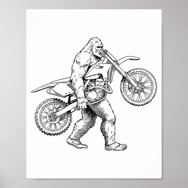 Bigfoot Dirt Bike Sasquatch Biker  Poster (Framsidan)
