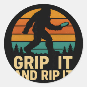 Bigfoot Disc Golf Retro Vintage Grepp Och Rip Kast Runt Klistermärke
