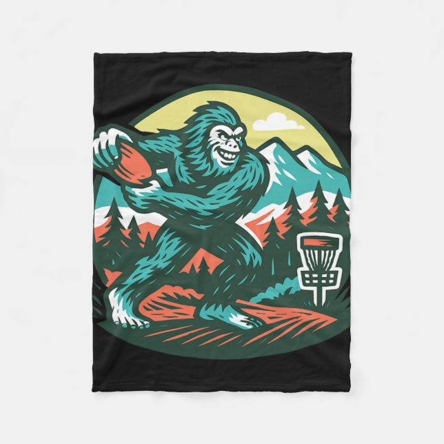 Bigfoot Discgolfare Sasquatch Discgolf Retro  Fleecefilt (Framsidan)