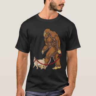 Bigfoot Dog Walk Pug Men Women Sasquatch Lover Gif T Shirt