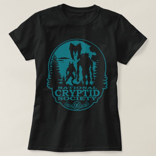Bigfoot Dogman Mothman UFO National Cryptid Societ T Shirt (Design framsida)