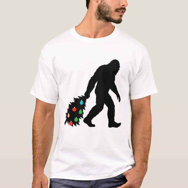 Bigfoot drar julgran t shirt (Framsida)