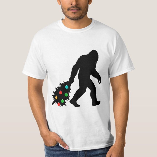 Bigfoot drar julgran t shirt (Framsida)