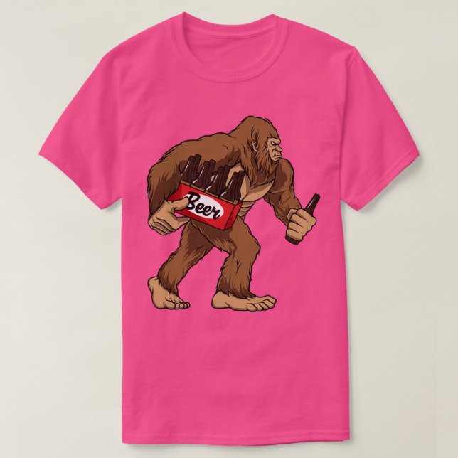 Bigfoot Drinking Beer Funny Sasquatch Yeti T Shirt (Design framsida)