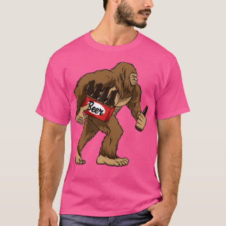 Bigfoot Drinking Beer Funny Sasquatch Yeti T Shirt