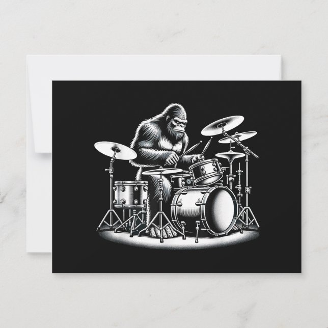 Bigfoot Drummer Sasquatch spelar Drums Musician B (Framsida)