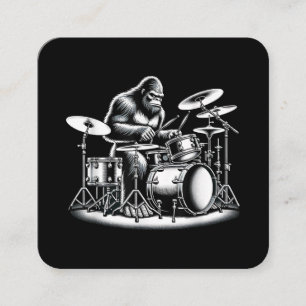 Bigfoot Drummer Sasquatch spelar Drums Musician B Fyrkantigt Visitkort