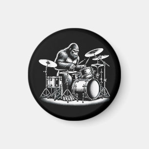 Bigfoot Drummer Sasquatch spelar Drums Musician B Magnet