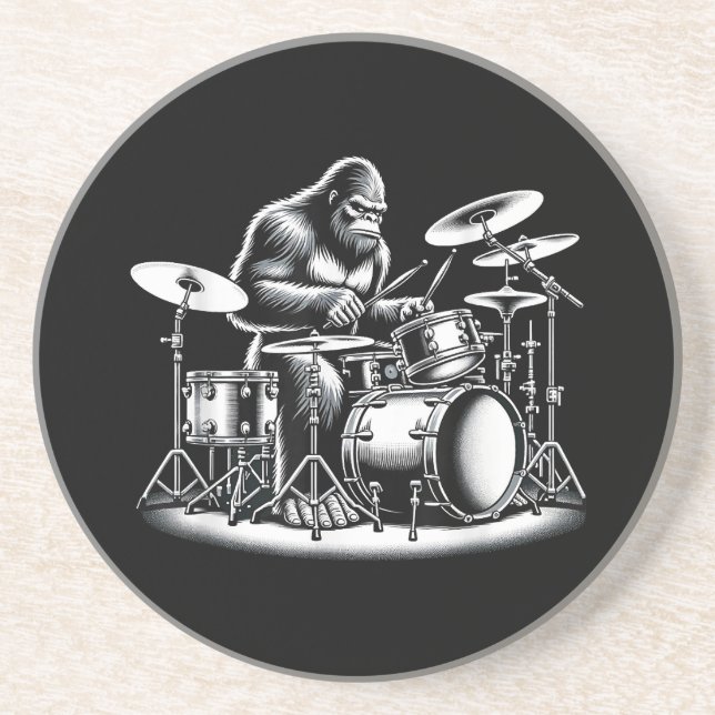 Bigfoot Drummer Sasquatch spelar Drums Musician B Underlägg (Framsidan)