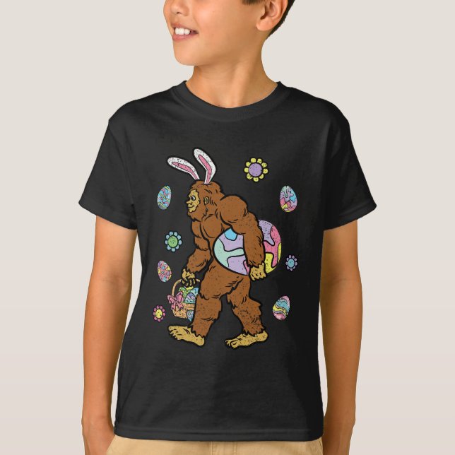 Bigfoot Egg Hunting Påskhare Öron Vår Manar W T Shirt (Framsida)