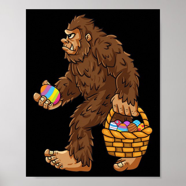Bigfoot Egg Påsk Day Boys Girls Kids Roligt Sasqua Poster (Framsidan)