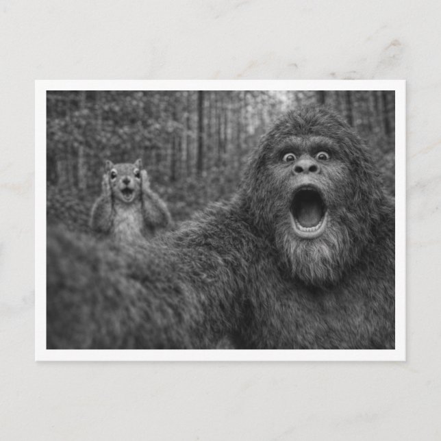 Bigfoot Ekorre Selfie Helg Vykort (Framsida)