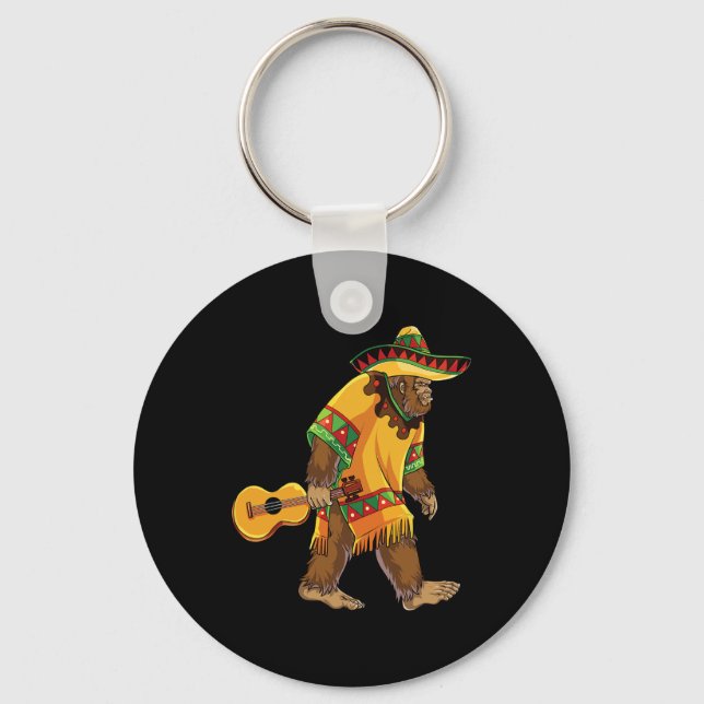 Bigfoot El Squatcho Cinco De Mayo Mexican Poncho S Nyckelring (Framsida)