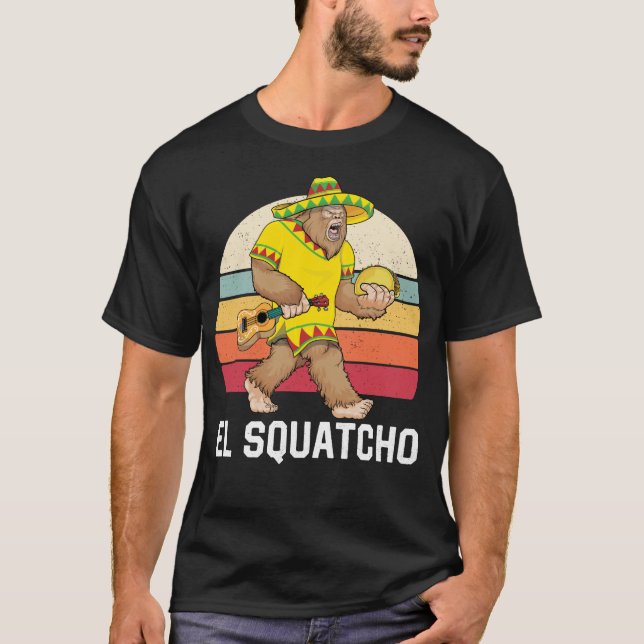 Bigfoot El Squatcho Cinco de Mayo Mexican Poncho S T Shirt (Framsida)