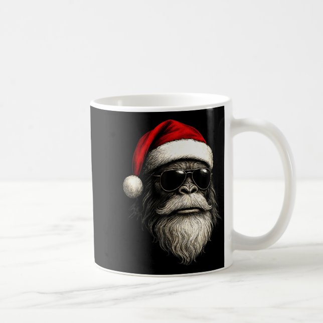 Bigfoot Face Sungles Santa Christmas Funny Xmas Sa Kaffemugg (Höger)