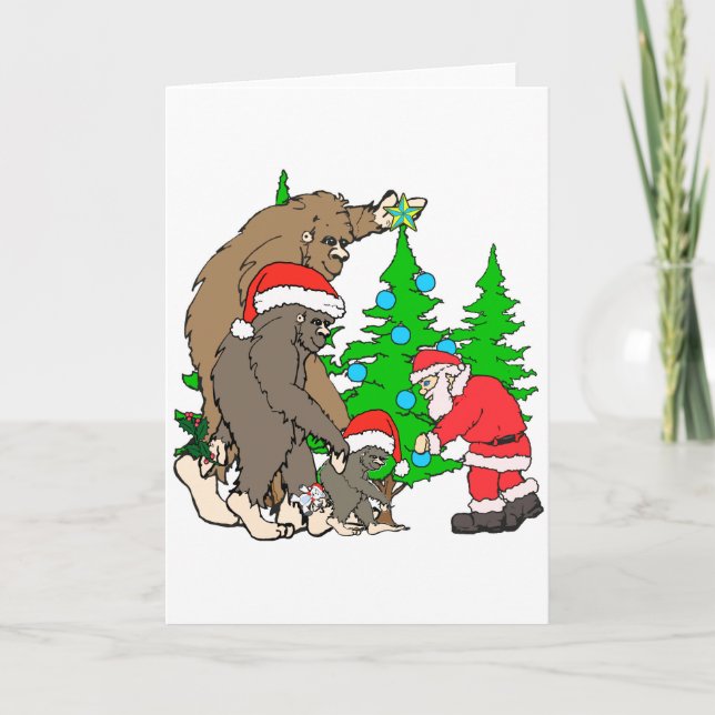 Bigfoot familj och Santa Helgkort (Framsida)