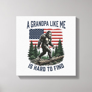 Bigfoot Farfar Vintage Amerikansk Flagga Tröja Des Canvastryck