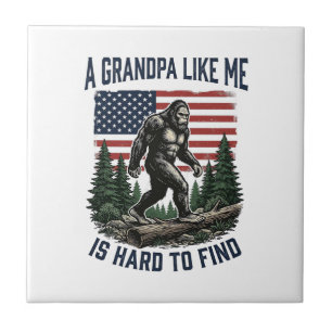 Bigfoot Farfar Vintage Amerikansk Flagga Tröja Des Kakelplatta