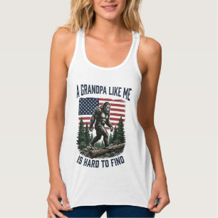 Bigfoot Farfar Vintage Amerikansk Flagga Tröja Des Linne Med Racerback