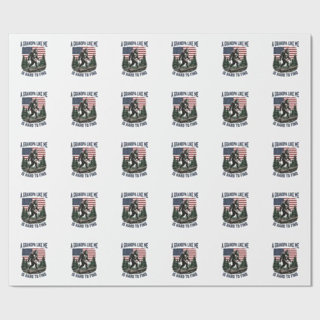 Bigfoot Farfar Vintage Amerikansk Flagga Tröja Des Presentpapper (Platt)