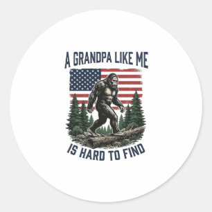Bigfoot Farfar Vintage Amerikansk Flagga Tröja Des Runt Klistermärke