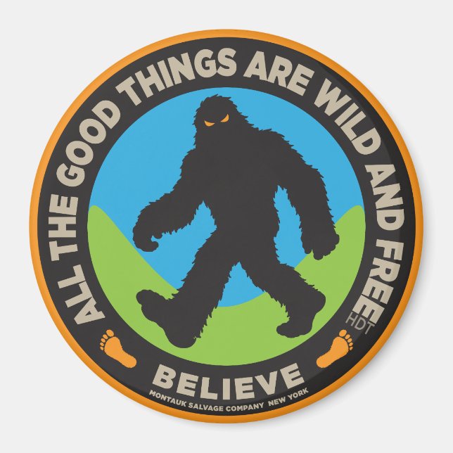 Bigfoot Färgad knapp Magnet (Framsidan)