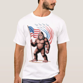 Bigfoot Fighter Jet 4:e juli Sasquatch America T Shirt