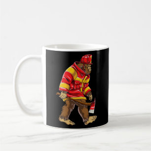 Bigfoot Firefighter Thin Red Line Sasquatch Kaffemugg