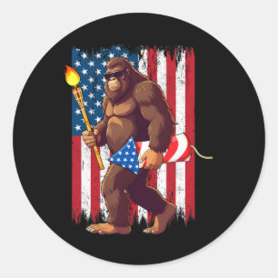 Bigfoot Fireworks 4:e juli Sasquatch American U Runt Klistermärke